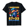Kids I Survived 67 33 Days of School 100 Days of School 67 Meme T-shirt 100% Cotton T Shirts Short Sleeve Tops 0119-1 - Men's...