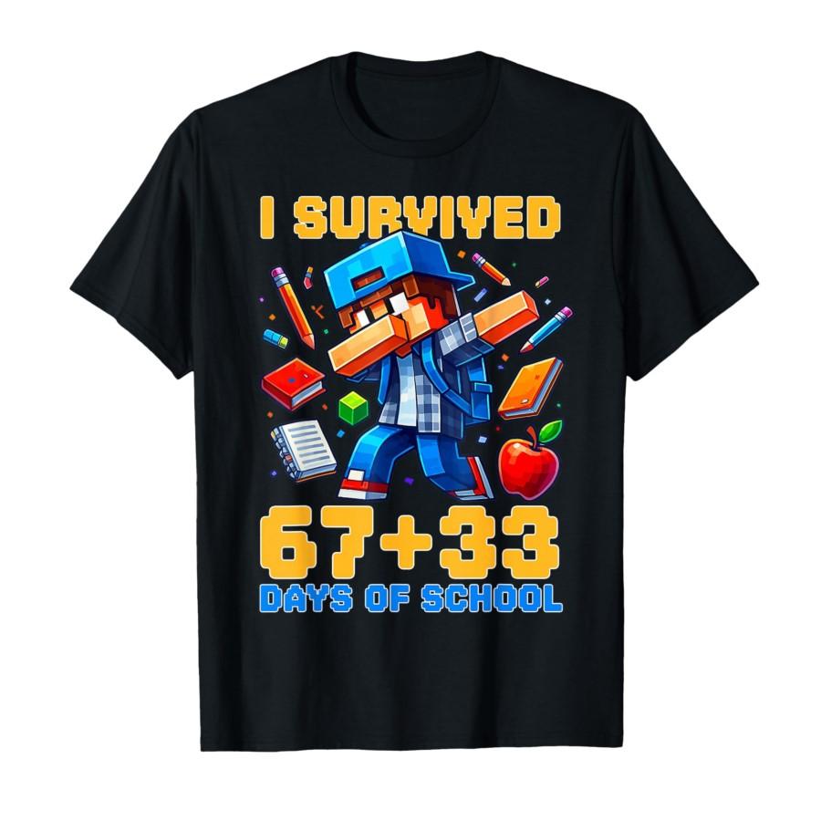 

Kids I Survived 67 33 Days of School 100 Days of School 67 Meme T-shirt 100% Cotton T Shirts Short Sleeve Tops 0119-1 - Men s... S разноцветный