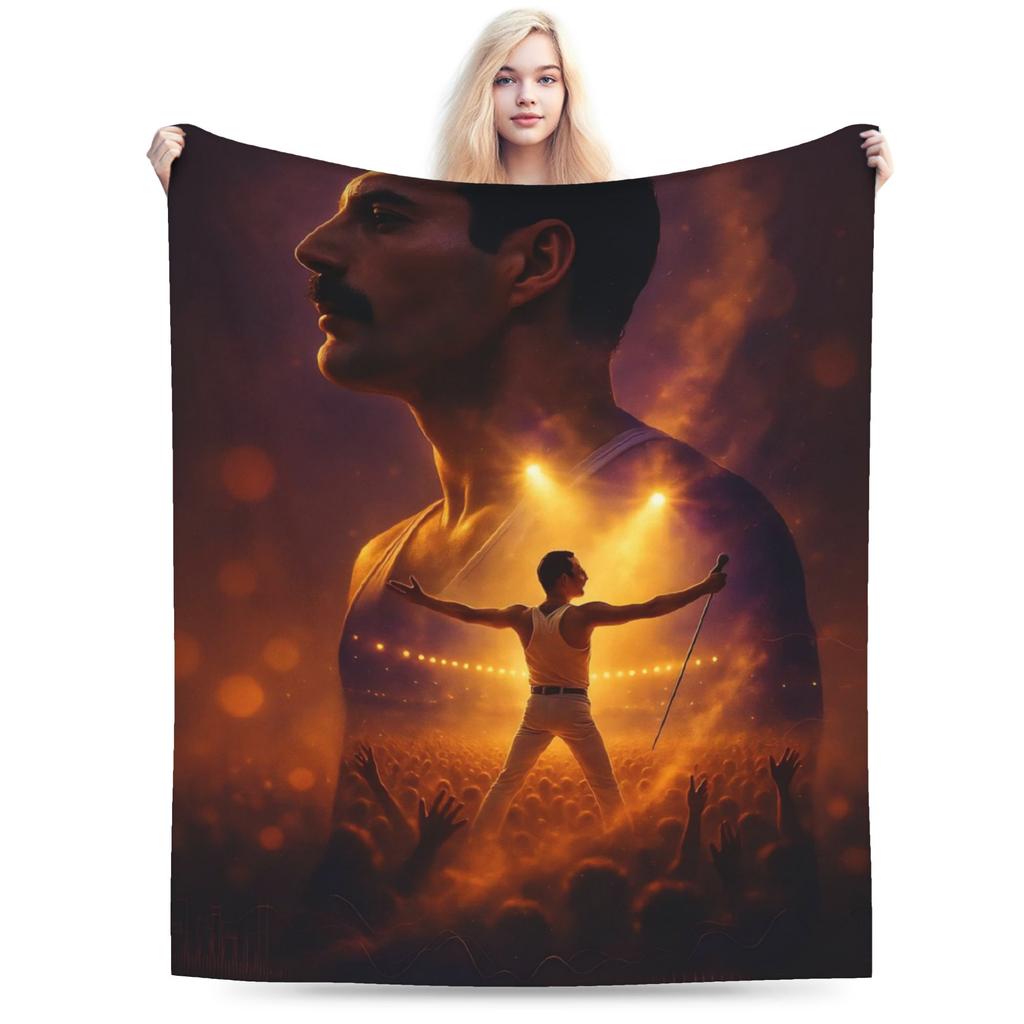 Warm Soft Blanket Kids Adult Picnic Singer Freddie Mercurys Bedding Throws Bedspread For Living Room Novelty Sofa Bed Cover