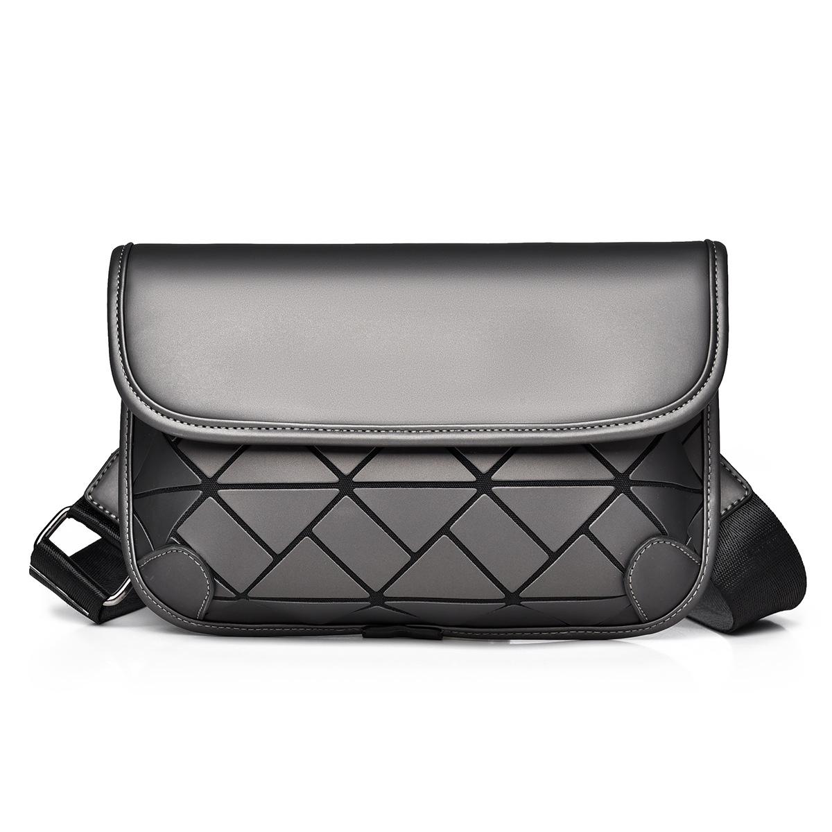 

Уличная мода сумка кроссбоди для мужчин, высококлассная ромбовидная сумка на одно плечо, большая вместимость, персонализированная и модная нагрудная сумка серый