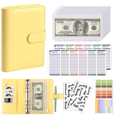 A6 PU Loose Leaf Notebook Cover Money Saving Wallets DIY Journal Agenda Planner Cover 6 Ring Binder Notebook Stationery Supplies