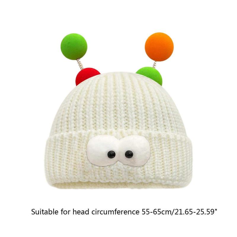 Cartoon Monsters Beanie Adult Elastic Hat Winter Warmer Knitted Hat Cold Winter Presents for Students Teenagers Skiing  Rose Red