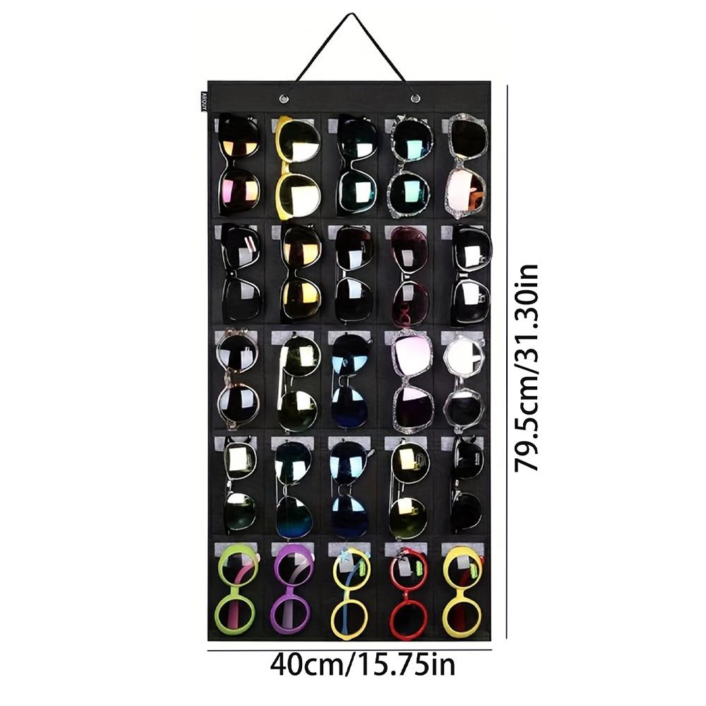 1piece Sunglasses Storage Bag Slot Sunglasses Organiser Eyeglasses Display Multi-function Storage Bag with Sturdy Cord