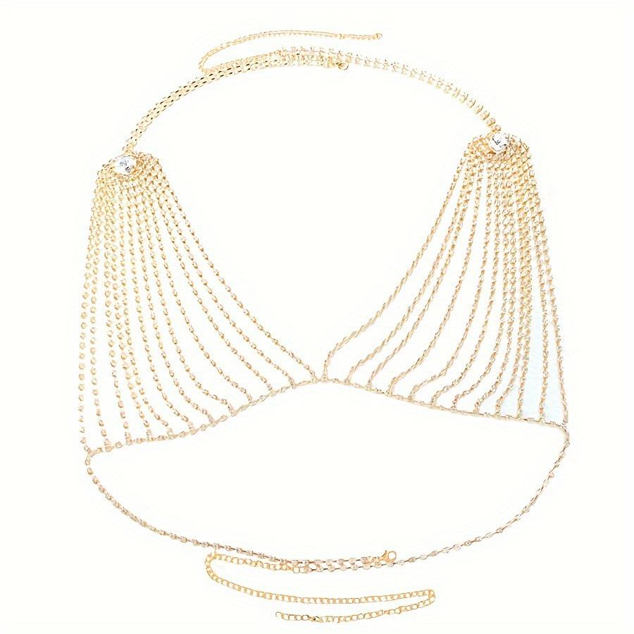 Hot-Selling Rhinestone Chain Body Bra: Beach, Nightclub & Swimwear Accessory