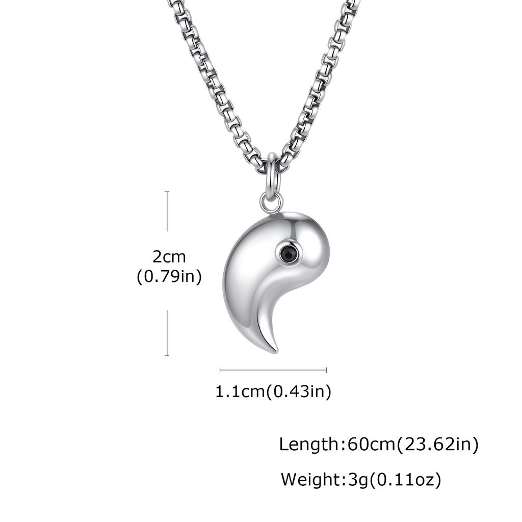 Mystical Ba Gua Zircon Necklace for Men Women, Stainless Steel Silver Taoist Pendant, Lucky Jewelry Gift