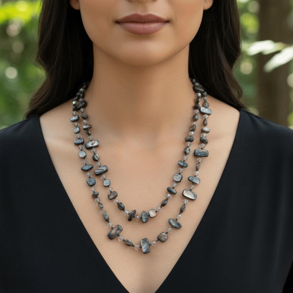 Irregular Geometric Multi-color Natural Stone Necklace Boho Shell Beads Choker for Gifts