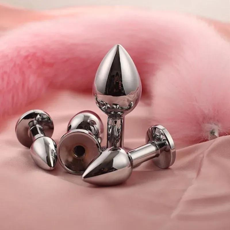 3 Sizes Metal Butt Plug Fox Tail Intimate Toys Bdsm Anal Extender Dilator Sex Shop Products Erotic Games Goods For Adults