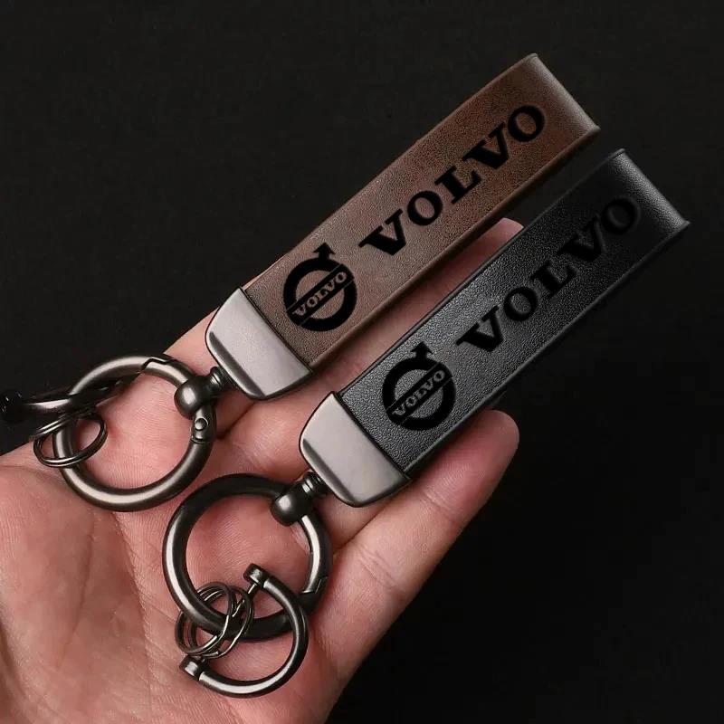 Car Vintage Leather Keychain Auto Logo Key Ring Accessories For Volvo ES90 EC40 EX40 EM90 XC90 V90 V60 XC60 V40 S80 S60 S90 C40
