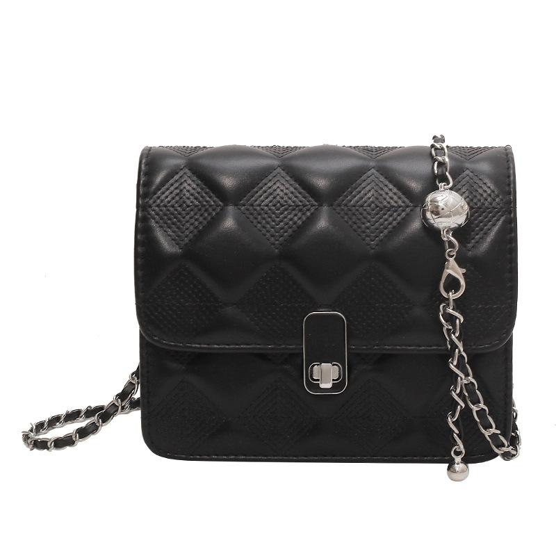 Korean Version of Fashion Small Square Bag Women's 2025 New Foreign Style Simple Diamond Chain Bag Foreign Style Shoulder Bag Trendy Messenger Bag