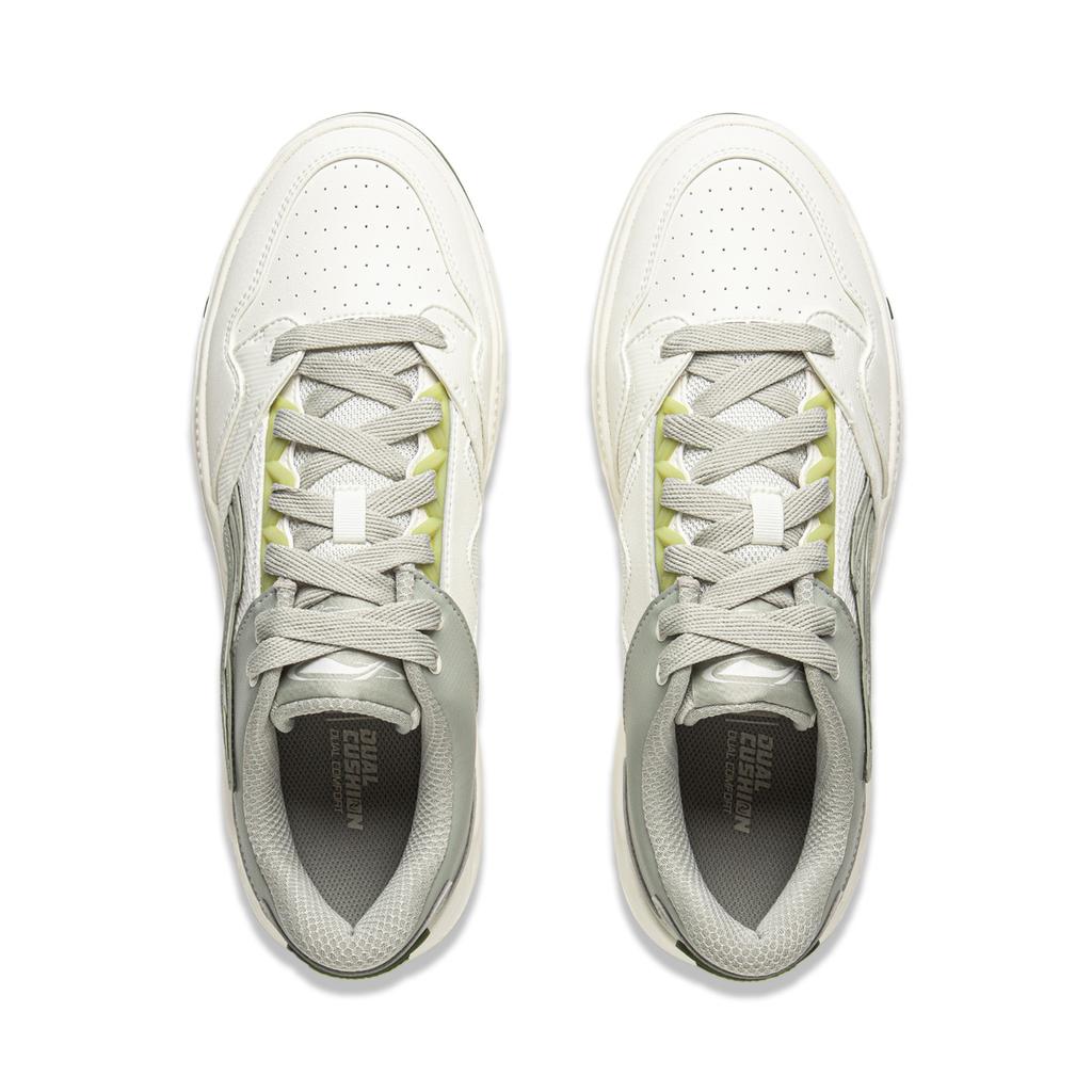 Li Ning Common 80s Pohodlné Měkké Elastické Klasické Protiskluzové Odolné Proti Opotřebení Nízké Skate Boty Pánské tenisky Bílé Zelené AGCV051-3