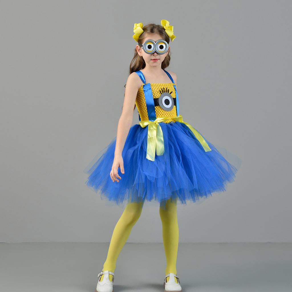 Yellow little men cosplay costume cosplay puffy skirt, Halloween children's party stage performance, short skirt, Tutu skirt