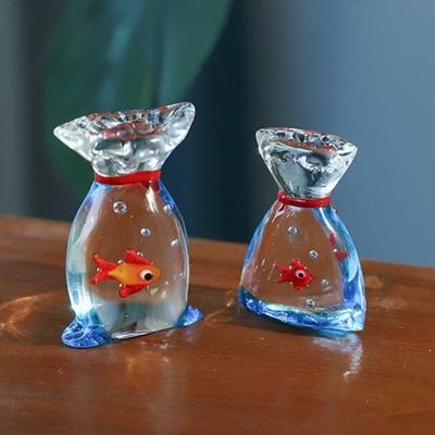 Transparent Miniature Aquarium Ornament Simulation Glass Pocket Fish Figurine  Tabletop Display