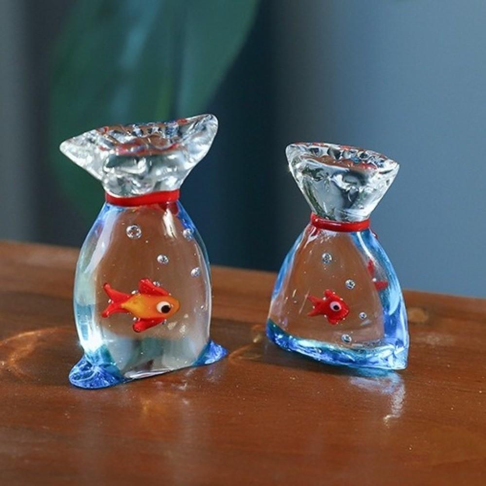 Cartoon Mini Taschenfisch Ornamente Simulation Glas Tasche Fisch Figurine Miniatur Dekor