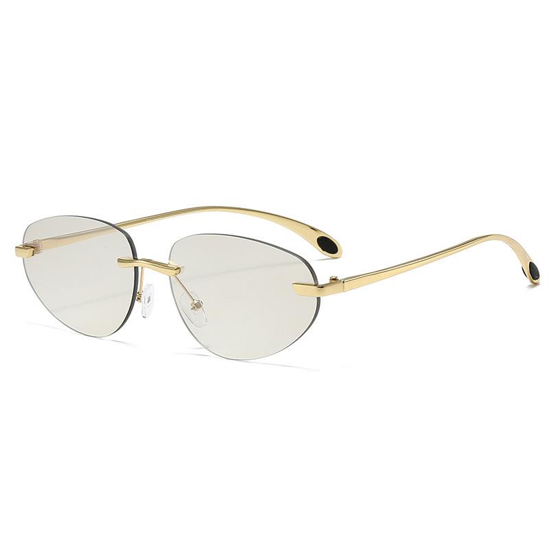 Metal Frameless Spice Girl Cat Eye Sunglasses Women'S Retro Uv Protection Premium Sense Frameless Sunglasses