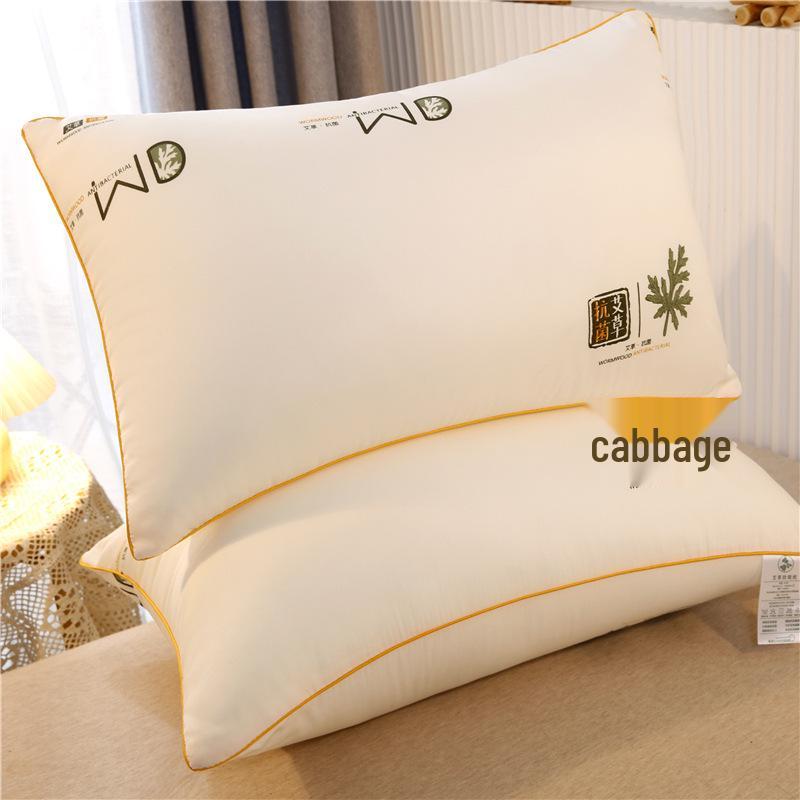 High Elasticity Mugwort Neck Support Pillow with Feather Silk Cotton, Single-Sided, Non-Collapsing 3D Design - Ideal for Home or Gifts.