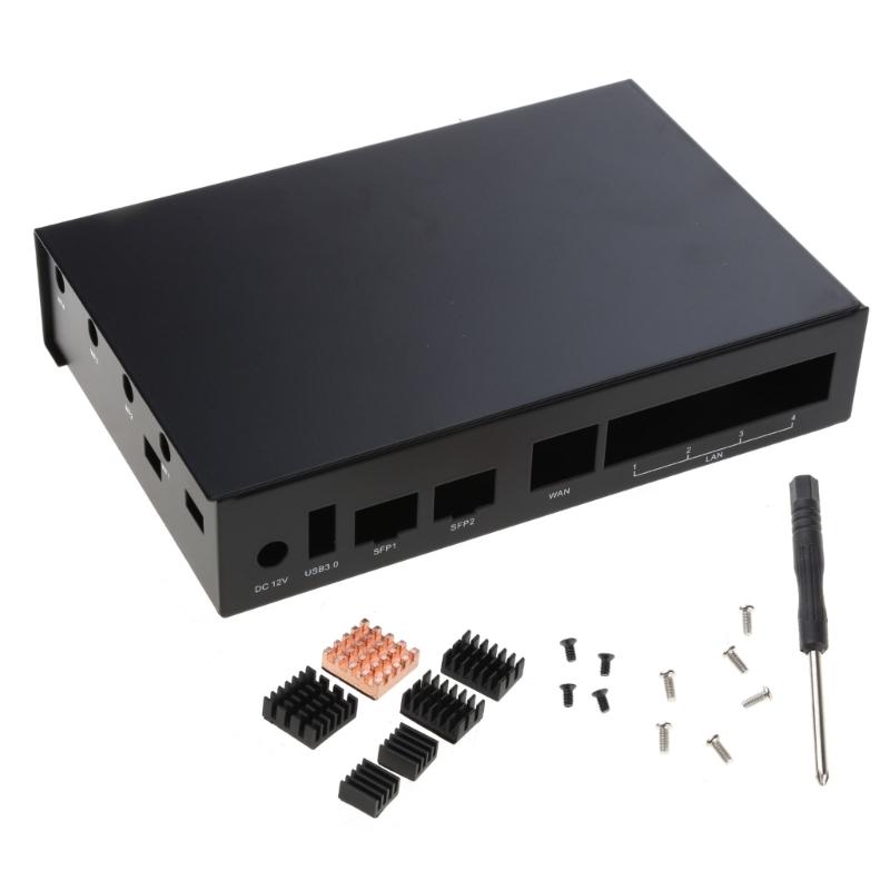 

для Banana Pi R3 Алюмінієвий корпус Металевий корпус 6PCS Радіатори Підтримка 8 Антен WIFI для BPI-R3