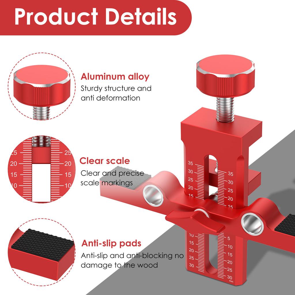2-in-1 Schranktür-Montagepositionierer Verstellbarer Rücksteller Gestanzte Montagelehre Kleiderschrank Schranktür-Panel-Montagelehre