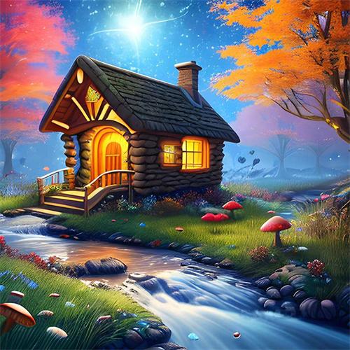 5D Diamond Painting House Landscape Full Square Round Embroidery Mosaic River Scenery Home Decor