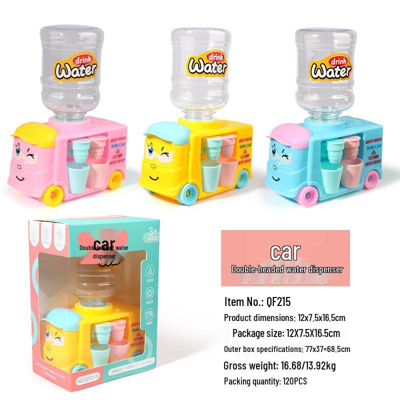 Children's Cartoon Mini Water Dispenser Toy with Dual Outlets for Juice and Beverages - Fun Simulation Machine