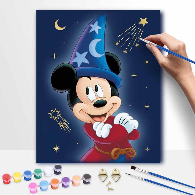 Disney Mickey Mouse Sorcerer Hat Paint By Numbers Hand Painting Kit. Home Decor Wall Art Gift