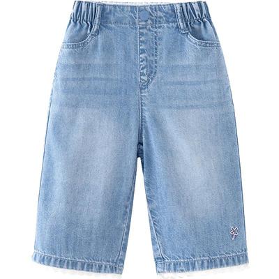 Minibala Baby Girls' Summer Denim Straight-Leg Pants