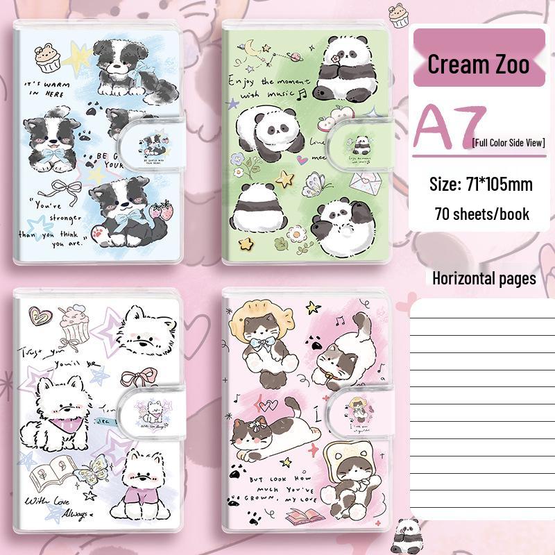 A7 Cute Cartoon Pocket Notebook - Portable Notepad with Plastic Cover for Office & Kindergarten Prize