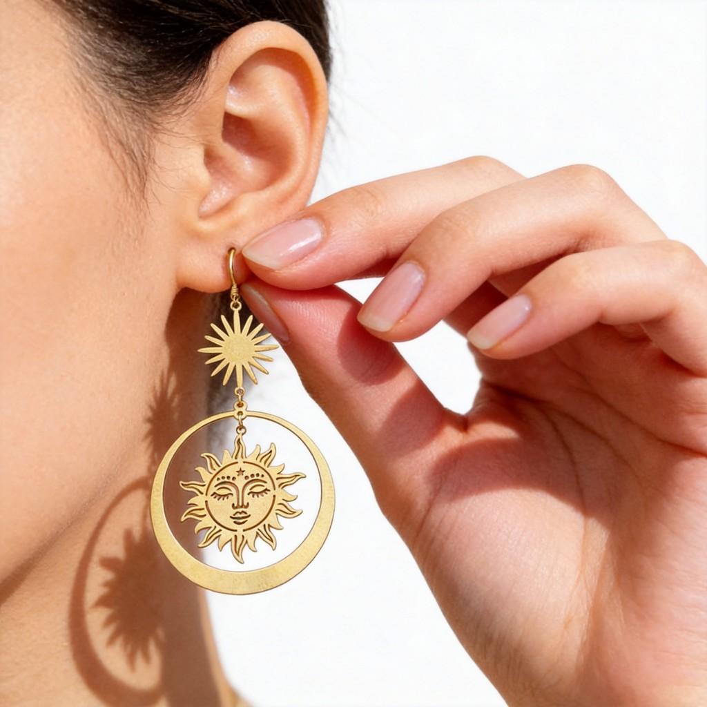 Bohemian Sun Goddess Alloy Geometric Earrings For Fashionable Summer Wear