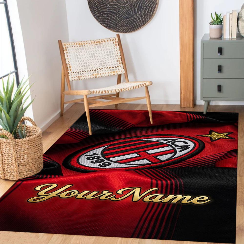 Ac Milan Customized Name Area Rug Design for Entryway Bedrooms Foyer Balcony Anti-slip Rug Decorate Offices Gift for Festivals