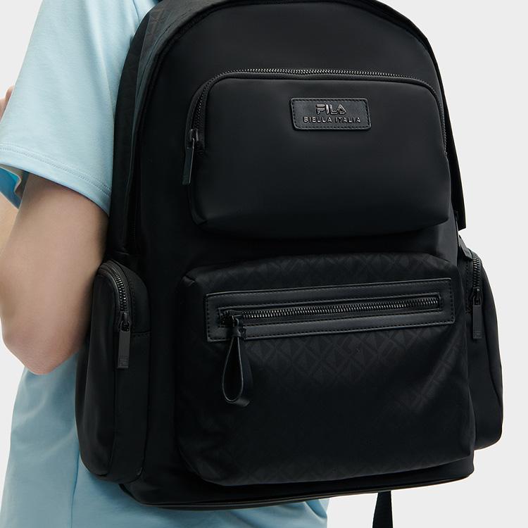 FILA Fashion Casual Multi-Pocket Fabric Mini Backpack Men backpacks Black F13M428103FBK