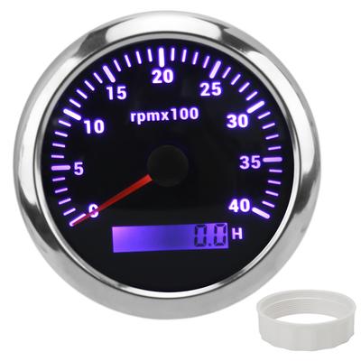 85mm Drehzahlmesser 4000 U/min IP67 Wasserdicht mit 7 Farben Hintergrundbeleuchtung für Auto Boot Wohnmobil Yacht Schwarz