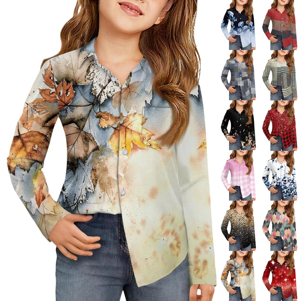 Girls' Button-Down Shirt - Long Sleeve Dress Blouse