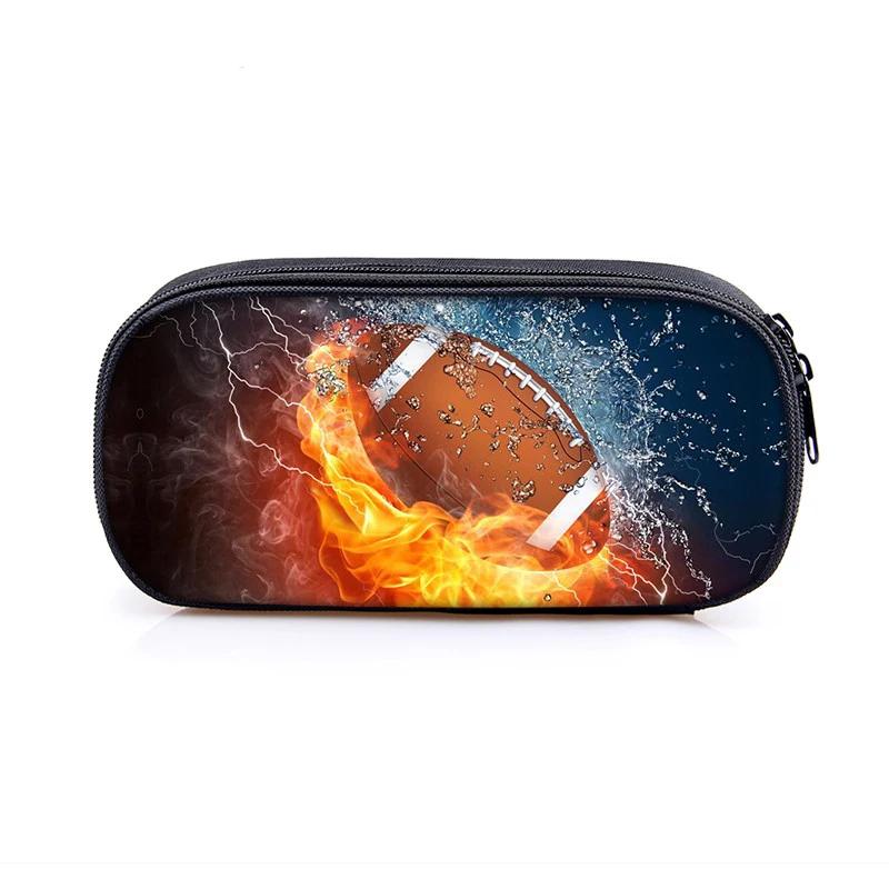Voetbal Potlooddoos Schoolbenodigdheden Cool Voetbal met Gouden Kroon Print Make-up Tasje Potloodtas