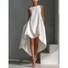 Women S Casual Solid Color Sleeveless Round Neck Irregular Flowy Long Dress