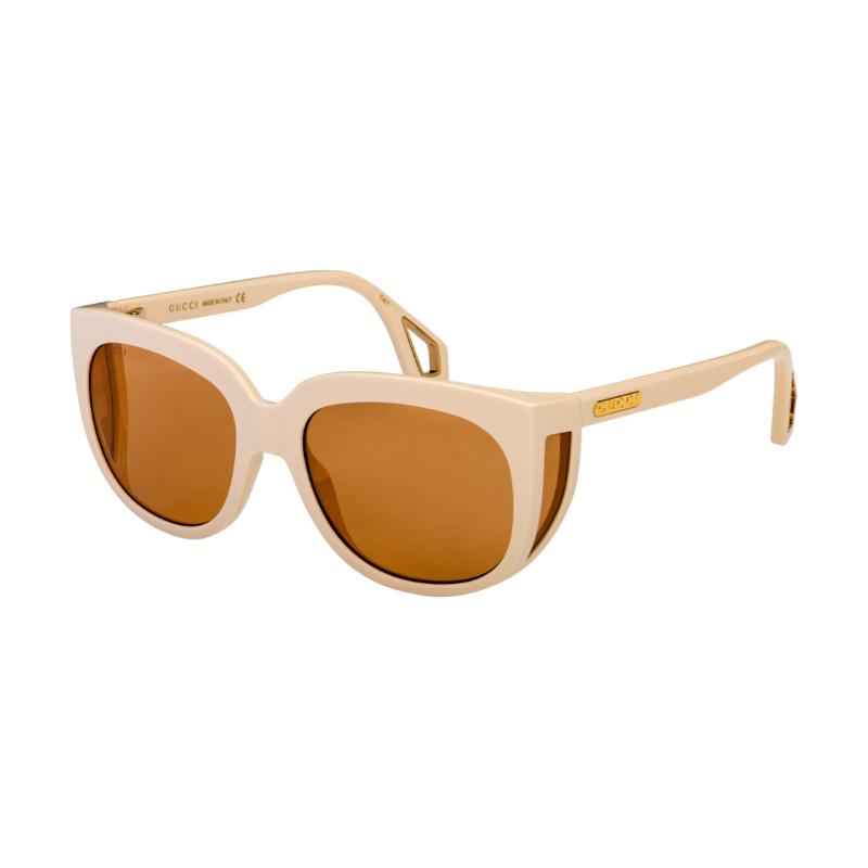 GUCCI Sunshade side lettering plate frame Irregular sunglasses Unisex Couple White