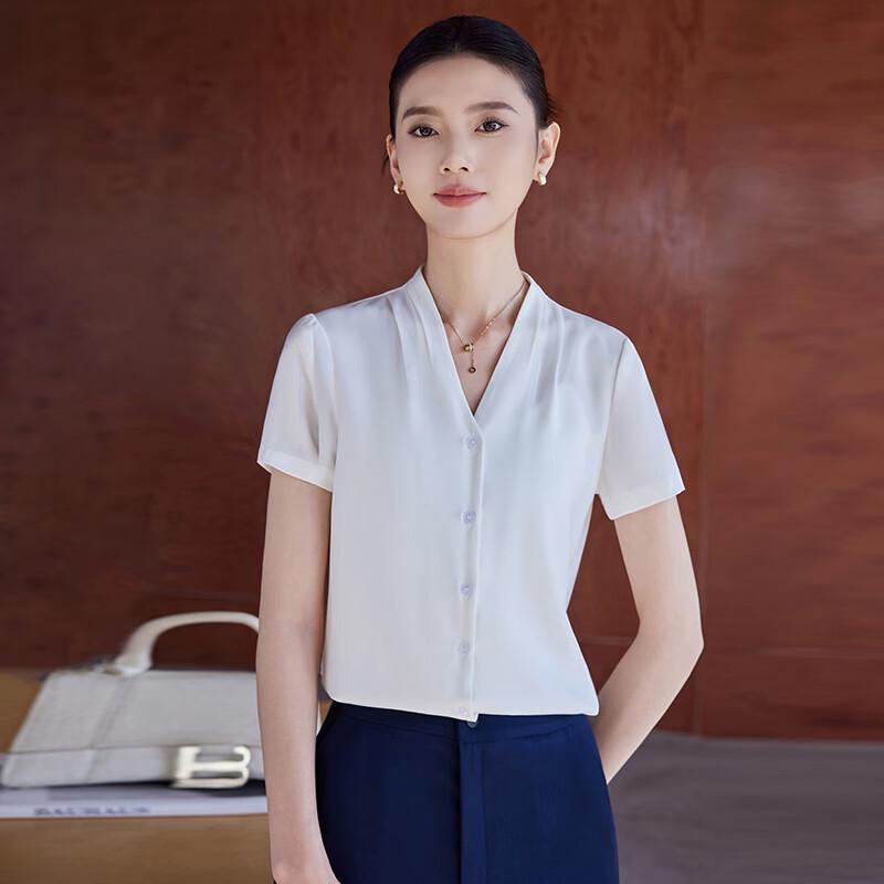 Women's V-Neck Chiffon Professional Shirt
