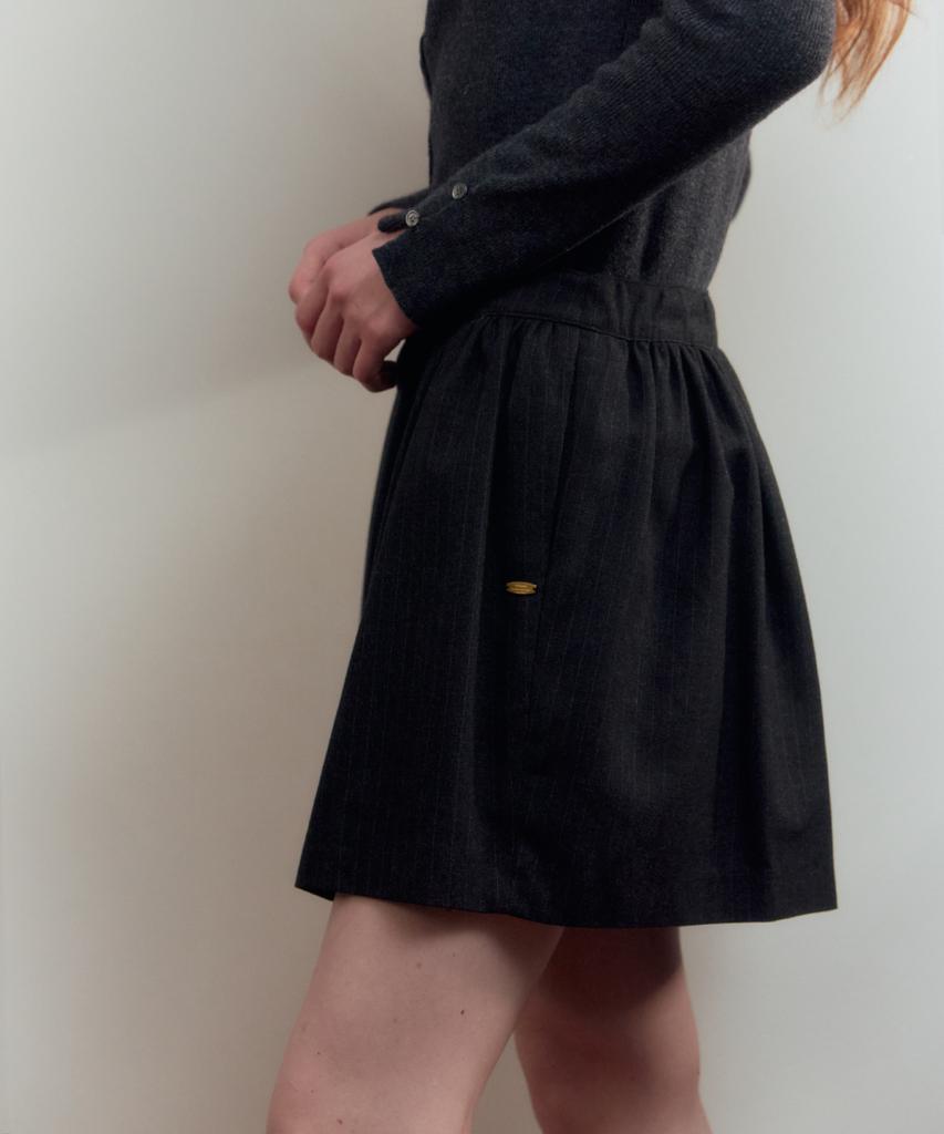 Leumeme Raies Stripe Mini Skirt Charcoal