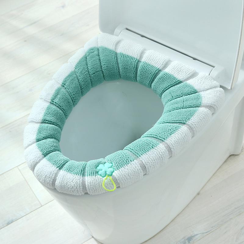 Winter Warm Toilet Seat Cover Mat Bathroom Toilet Pad Cushion with Handle Thicker Soft Washable Closestool Warmer Accessories