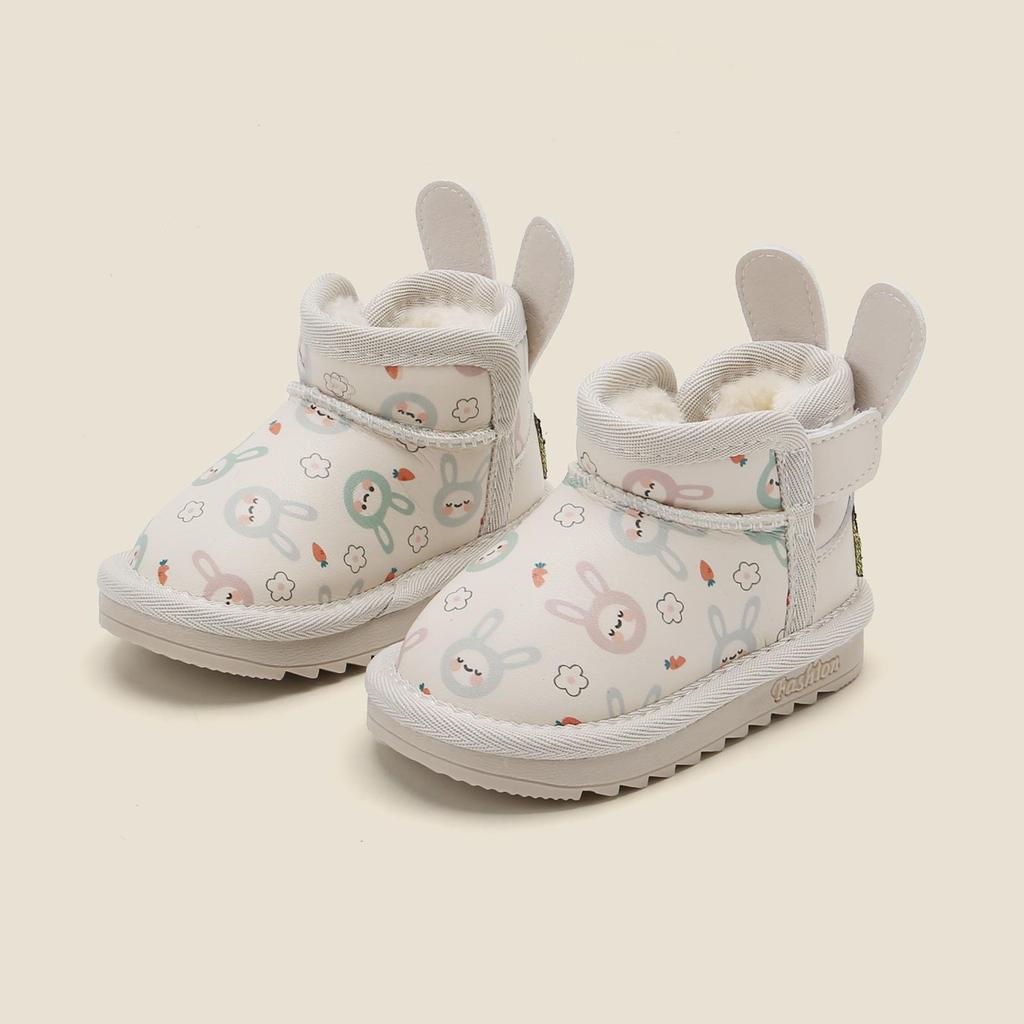 Girls' Winter Warm Cartoon Leather Boots - Velvet-Lined Toddler Snow Shoes