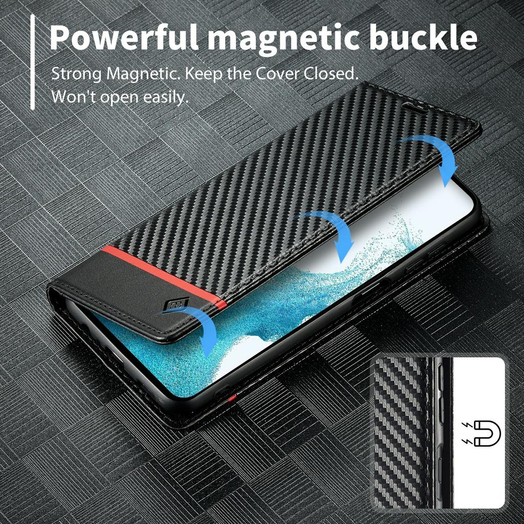 LC.IMEEKE For Samsung Galaxy A16 4G/5G Case Carbon Fiber Texture Phone Cover Stand Card Holder