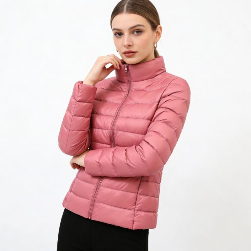 Womens Lightweight Down Jacket Winter Short Puffer Coat Stand Collar Slim Fit 7XL Duck 50% Fill Power