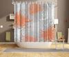Orange Blossom Shower Curtain Coral Chrysanthemum Color Background Fabric Curtain with 12 Hooks for Bathroom Decoration