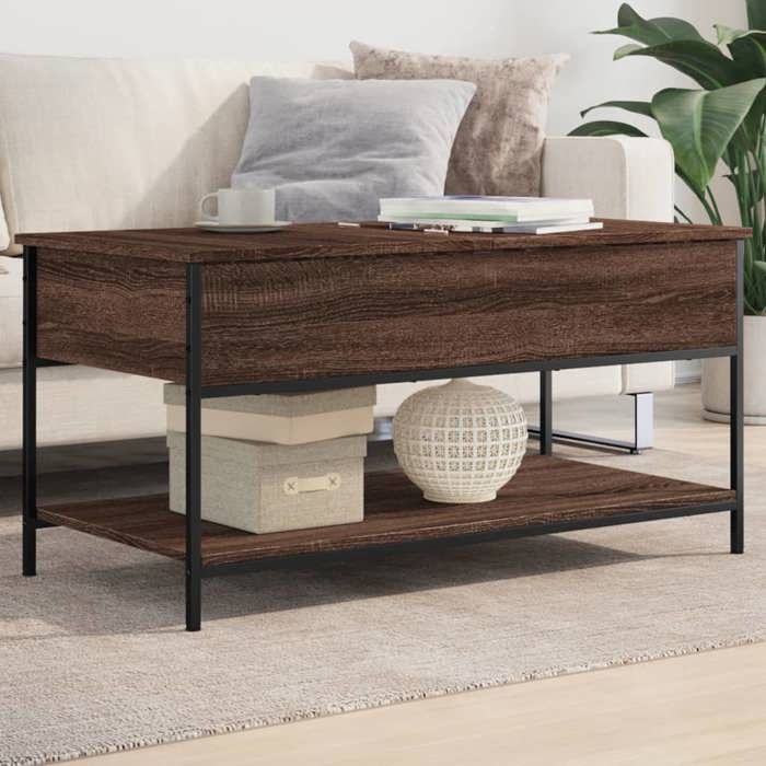 VidaXL Table Basse, Bout de Canapé avec Pieds Réglables, Table d'Appoint avec Rangement Salon Intérieur, Moderne, Chêne 845350