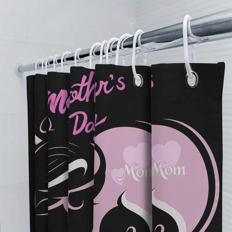 Mother'S Day Heart Print Shower Curtain For Bathroom Decor