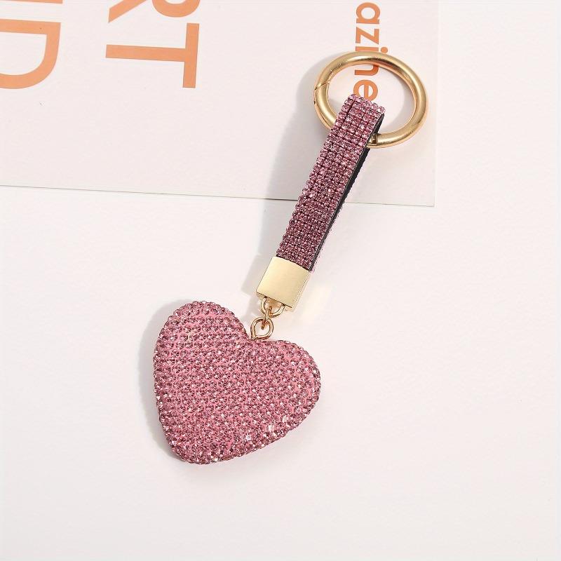 1PC Love Diamond Keychain Pendant Diamond Heart Keychain Bag Pendant Mobile Phone Decoration Couples Holiday Gift