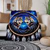 Dream Catcher with Wolves - Handmade Native American DecorBlanket Flannel Throw Blanket for Sofa, Bed, Travel, Camping, Office, Couch, Chair