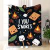 1pc Bonfire Marshmallow Print Flannel Blanket Comfortable and Warm Suitable for All Seasons Ideal for Beds Sofas Chairs Offices Ca