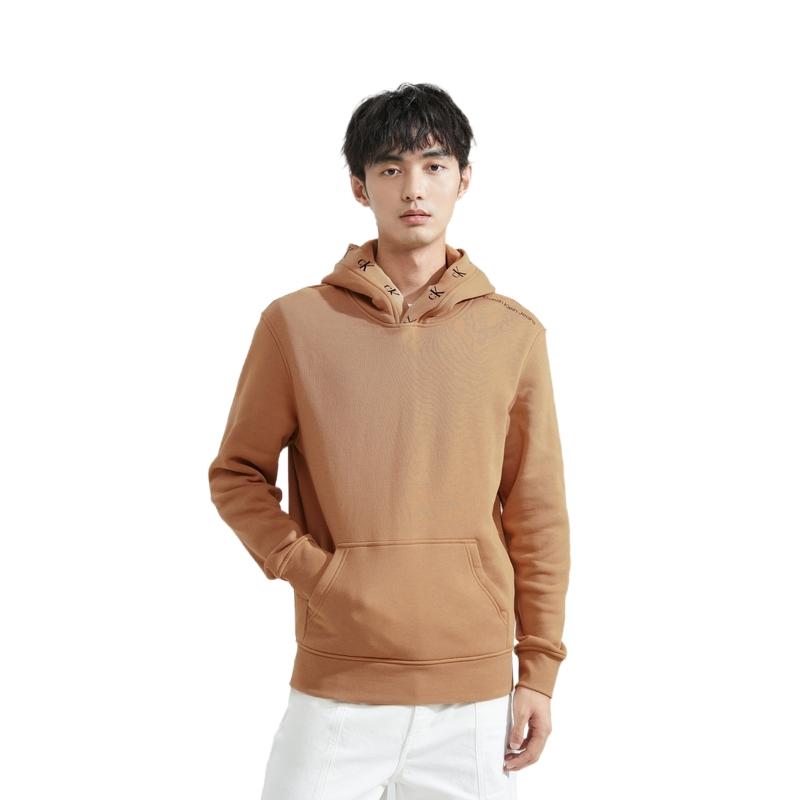 Calvin Klein Loop Letter Jacquard Fleece Sweatshirt Men Sweatshirt Khaki ZM02448GV7