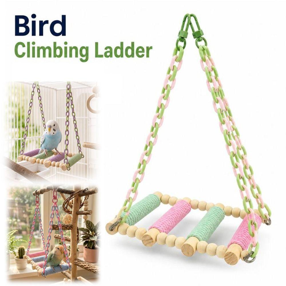 Cotton Rope Parrot Rope Ladder Wooden Construction Bird Cage Ladder for Cockatiels