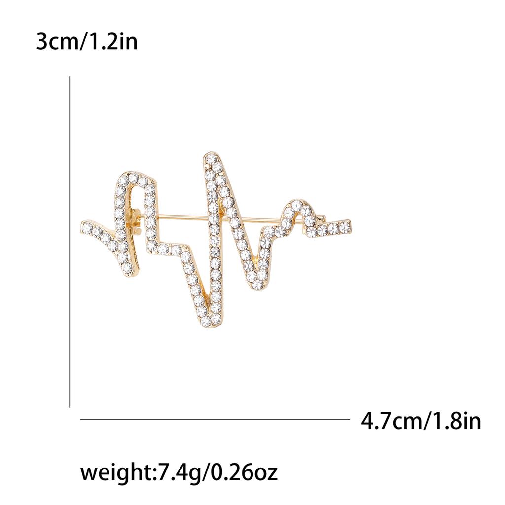 Simple High-End Sense Rhinestone Electrocardiogram Brooch Fashionable Versatile Suit With Jewelry Corsage