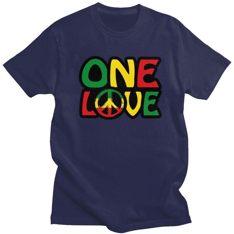 Custom ONE LOVE With Peace Symbol T Shirt for Men Tshirt Casual Tees Jamaican Reggae Tshirt Clothing
